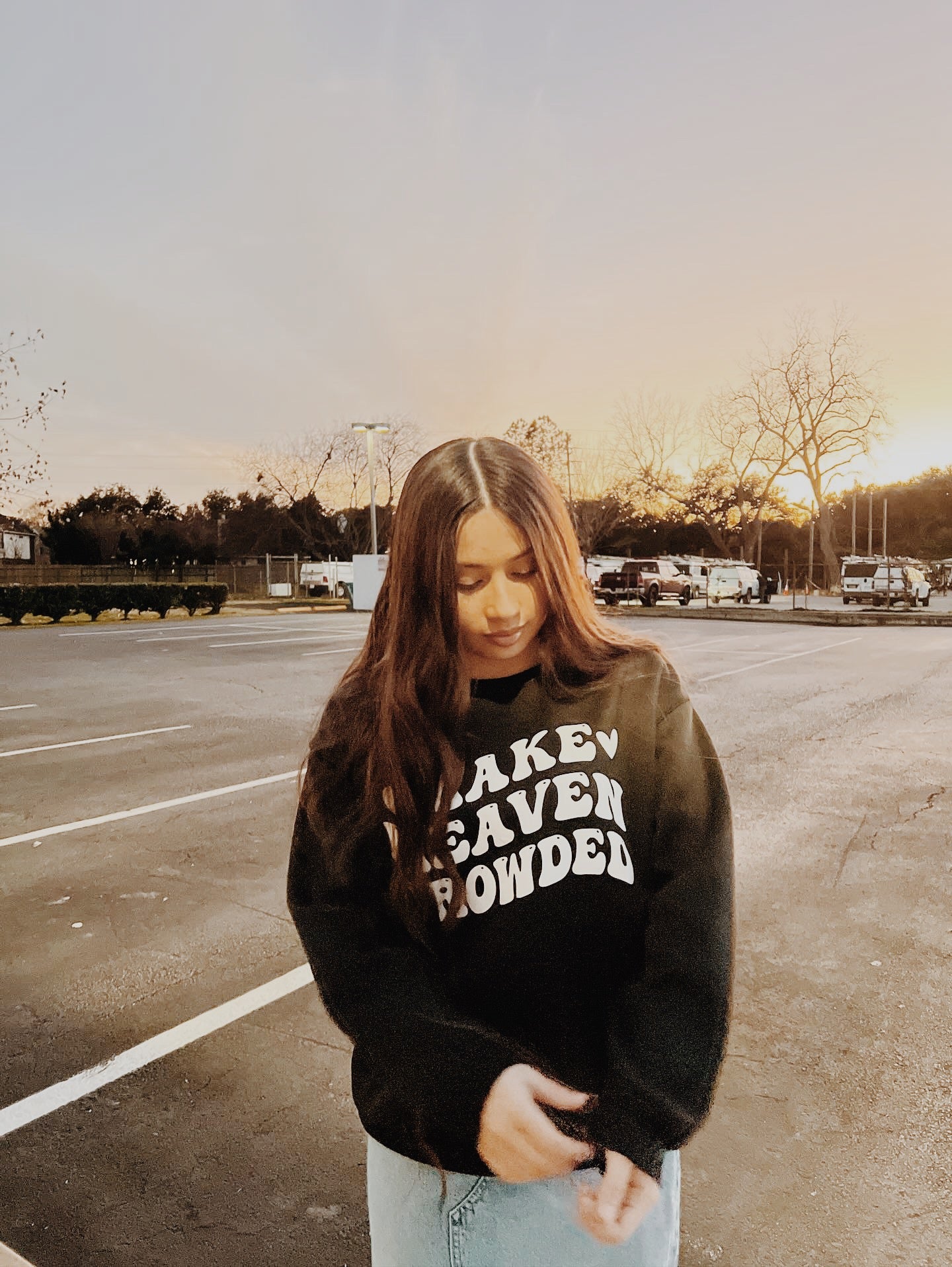 MAKE HEAVEN CROWDED crewneck